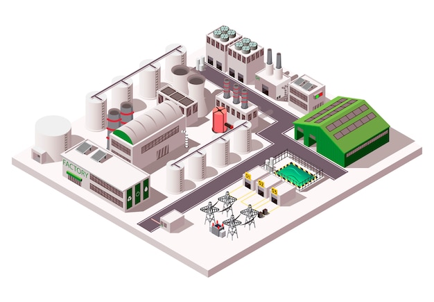 Vector factory isometric composition