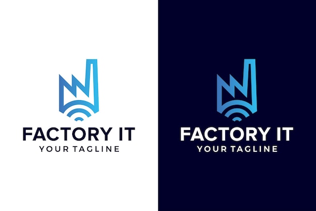 Factory it logo factory wireless line outline minimalist logo design