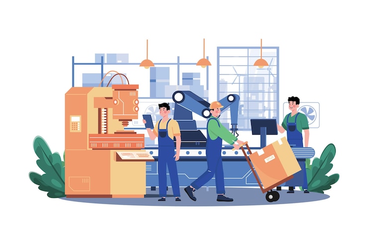 Vector factory production illustration concept