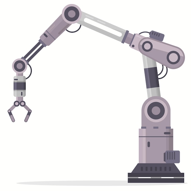 factory robot manipulator arm. mechanic control tool. futuristic cyborg. technology automatic crane, equipment bot. vector