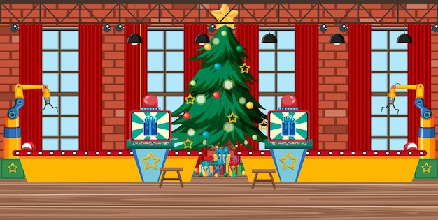 Vector a factory scene indoor christmas theme