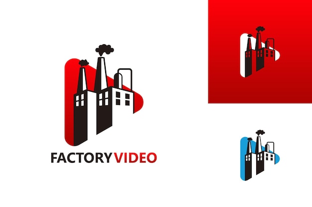 Factory Video Play Logo Template Design Vector, Emblem, Design Concept, Creative Symbol, Icon