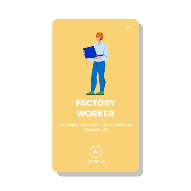 Factory Worker Check Manufacturing Process Vector Man Factory Worker Checking Plant Manufacture Processing With Laptop Character Examination Conveyor Web Flat Cartoon Illustration