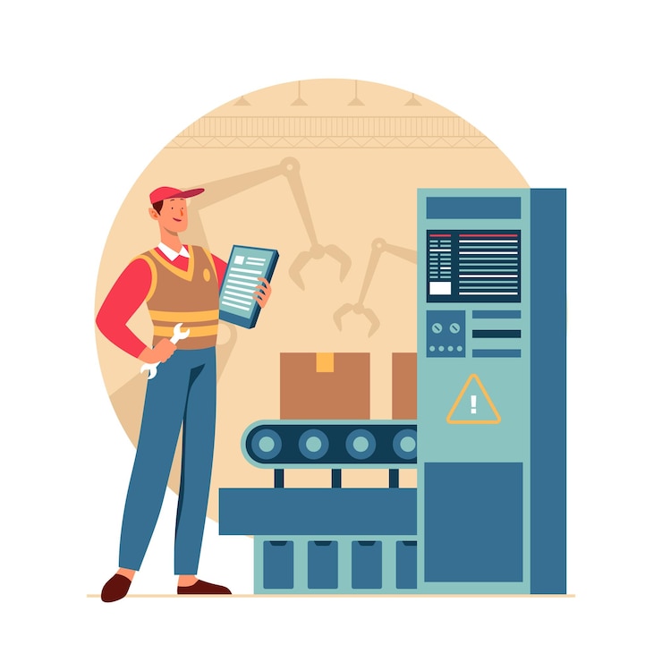 Vector factory worker and engineer concept