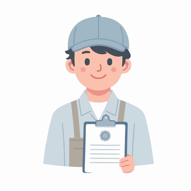 Vector factory worker guy character