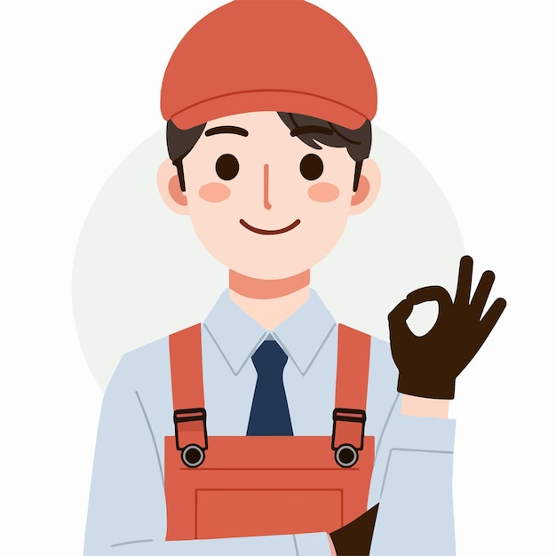 Vector factory worker guy character