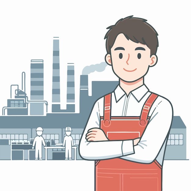 Vector factory worker guy character