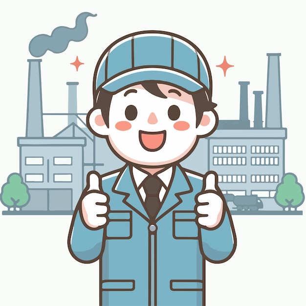 Vector factory worker guy character