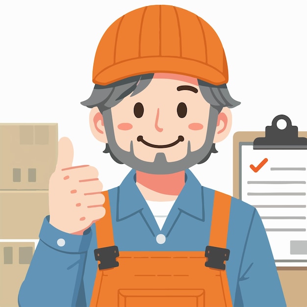 Vector factory worker guy character