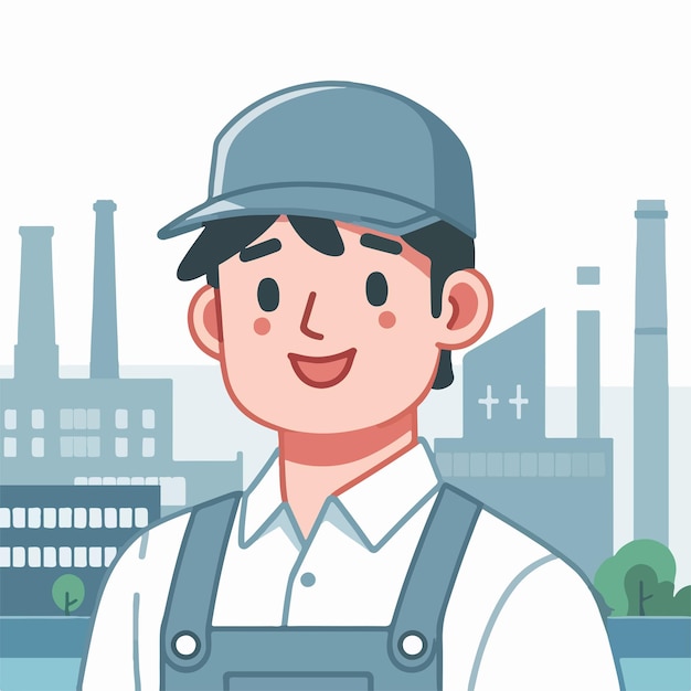 Vector factory worker guy character