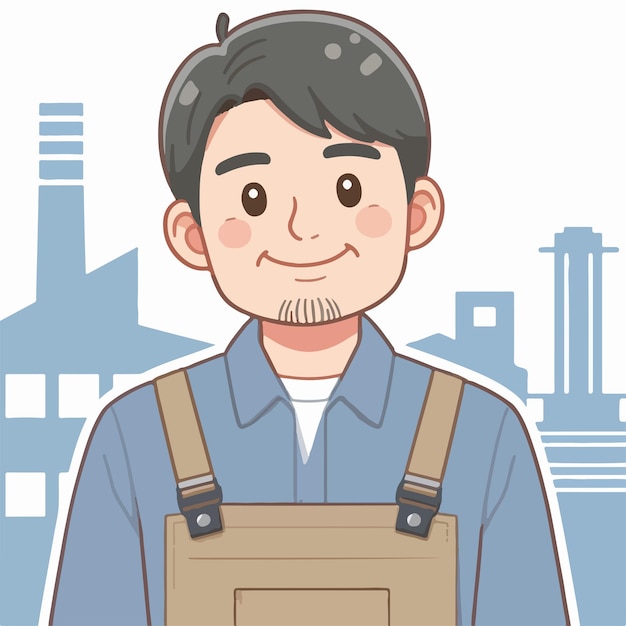 Vector factory worker guy character