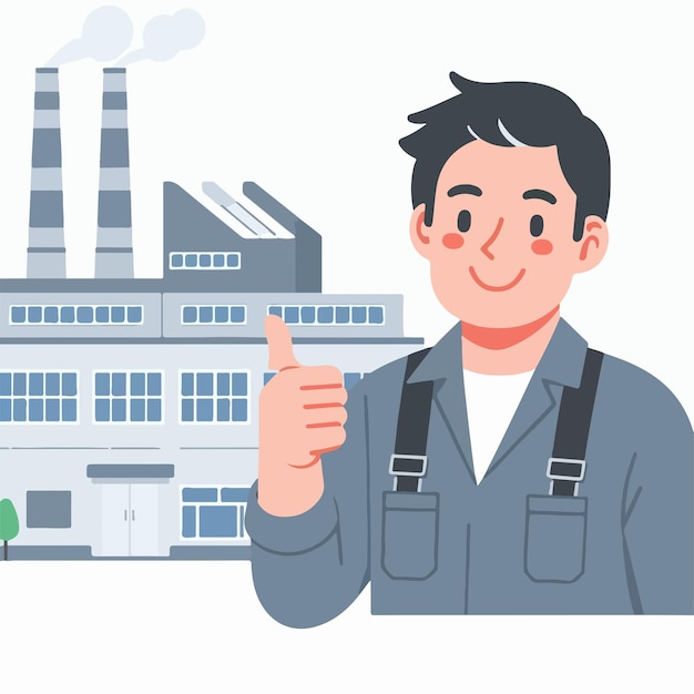 Vector factory worker guy character