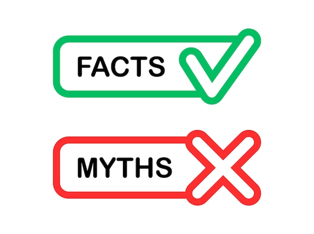 Vector facts vs myths myths facts badges true or false facts banners