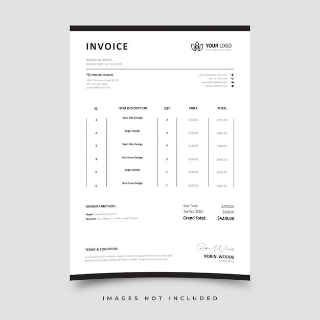 Factuur template bewerkbare vector