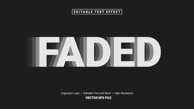 Faded Editable Font. Typography Template Text Effect Style. Lettering Vector Illustration Logo.