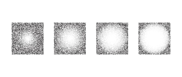 Fading square gradient set Black dotted texture element collection Stippled shade object pack Noise