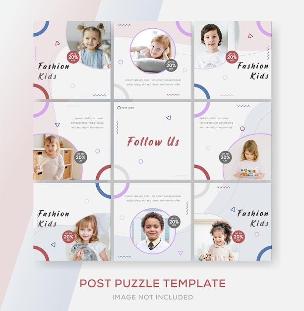 Fahion kids puzzle banner post per feed instagram premium