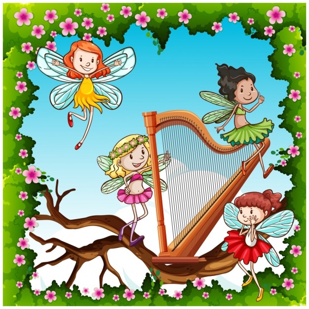 Vettore disegno fairies sfondo