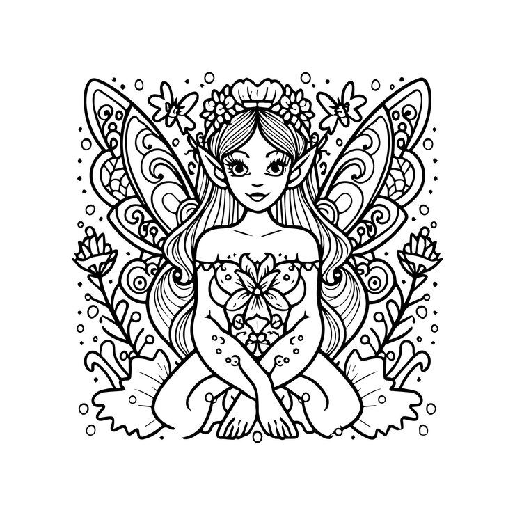 Vector フェアリーの絵本のカラーページ フェアリーズの概要ベクトル