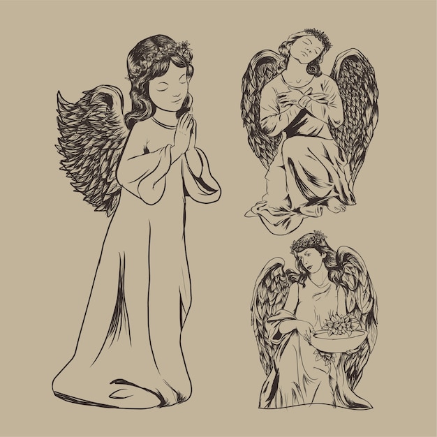 Vector fairy and angel hand drawn illustration