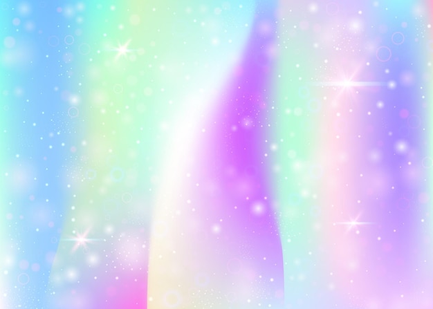 Fairy background with rainbow mesh Mystical universe banner in princess colors Fantasy gradient backdrop with hologram Holographic fairy background with magic sparkles stars and blurs