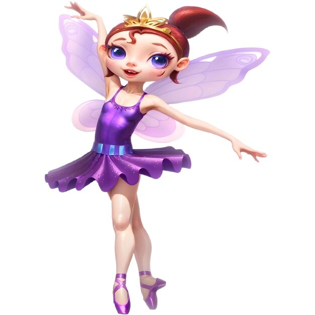 Vector fairy ballerinas girl and purple tutu dress