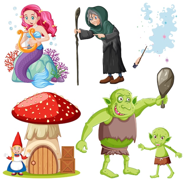 Fairy Cartoon Character Vector Set