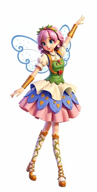 Vector fairy cartoon character with pink hair