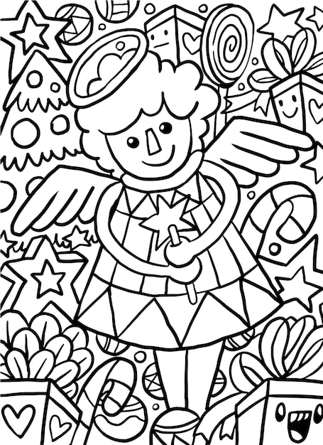 Fairy Christmas Doodle Coloring page