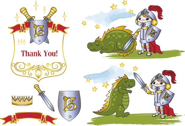 Fairy Clipart LITTLE KING AND DRAGON Kleur