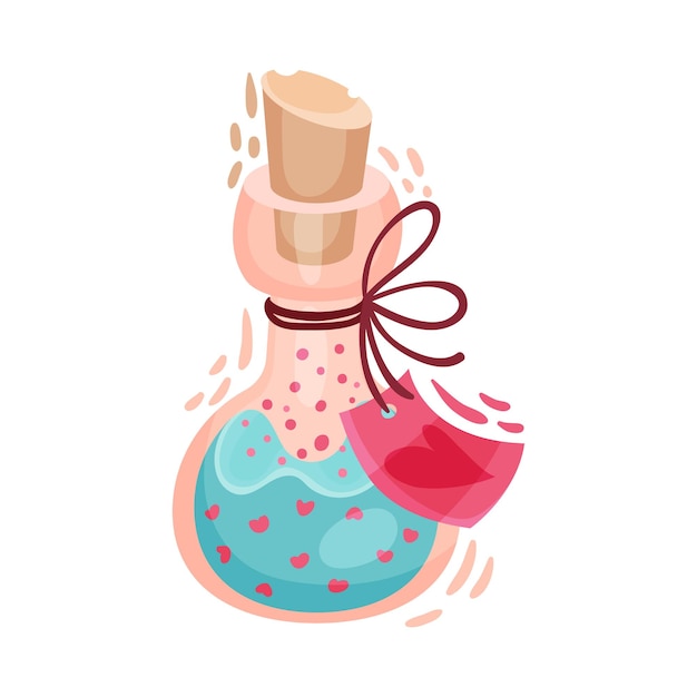 Vector fairy flask with love potion inside as saint valentine day symbol vector illustration