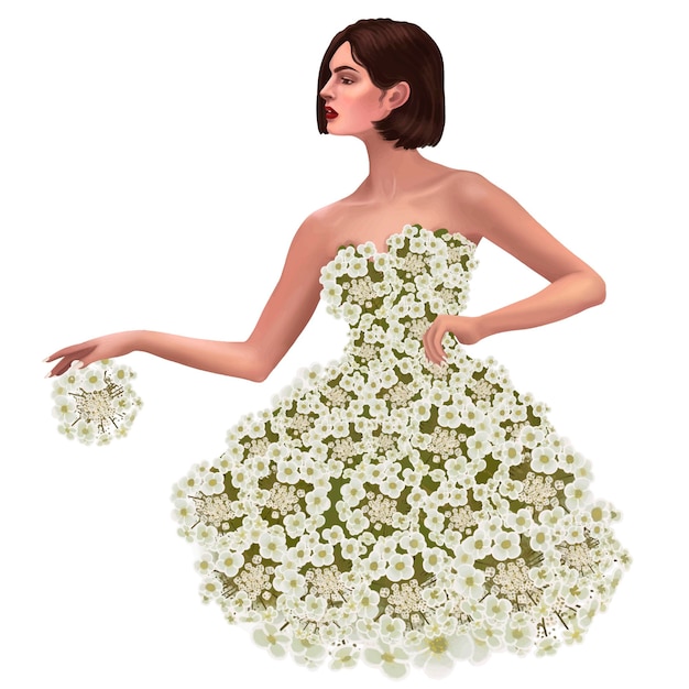 Fairy of flowers beautiful alyssum flowers with a girl