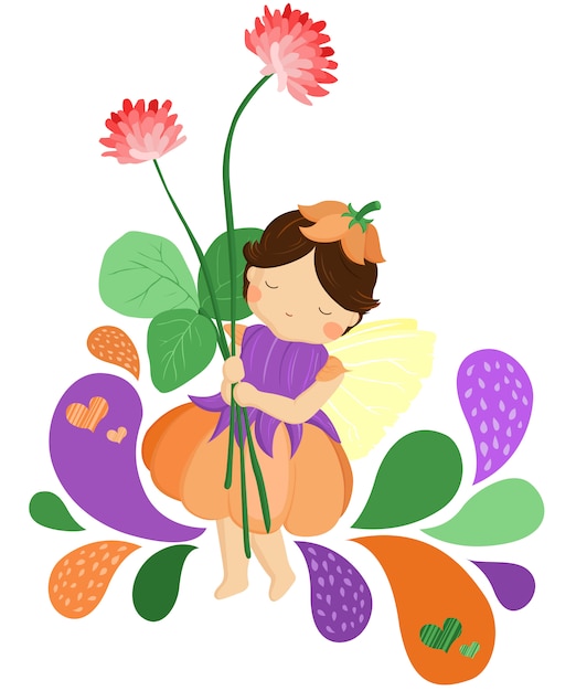 Vector fairy holding flower