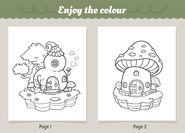 Fairy house coloring for kids