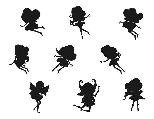 Vector fairy isolated vector silhouettes