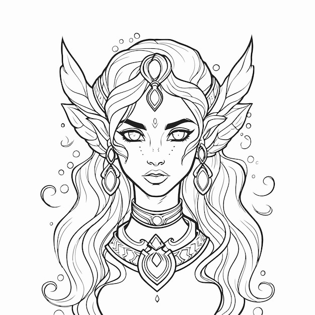 Premium Vector | Fairy line art