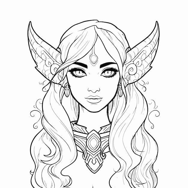 Premium Vector | Fairy line art