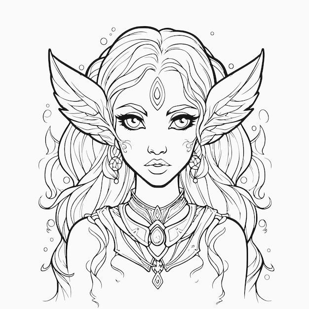 Premium Vector | Fairy line art