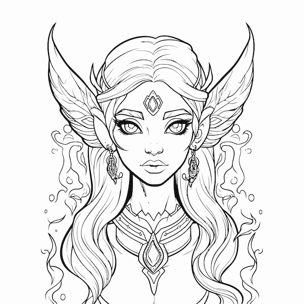 Premium Vector | Fairy line art