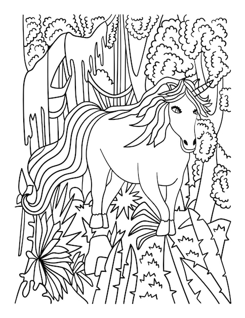 Fairy Petting Unicorn Coloring Page for Adults