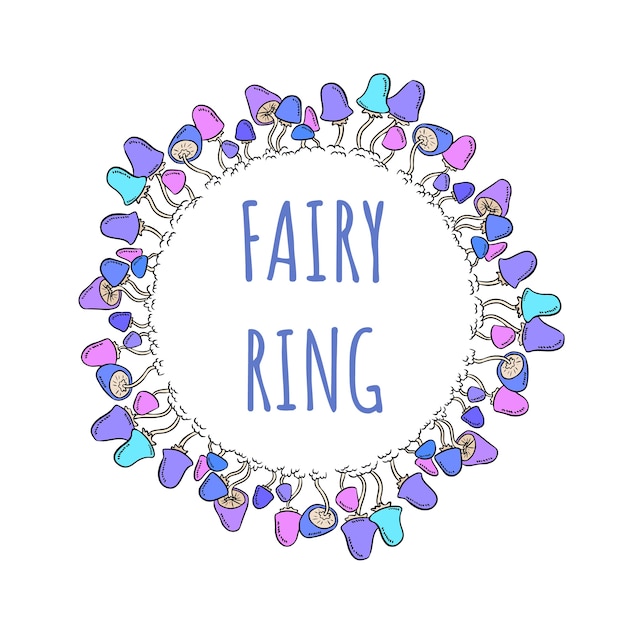 Fairy ring belettering in cirkel paddestoel ornament