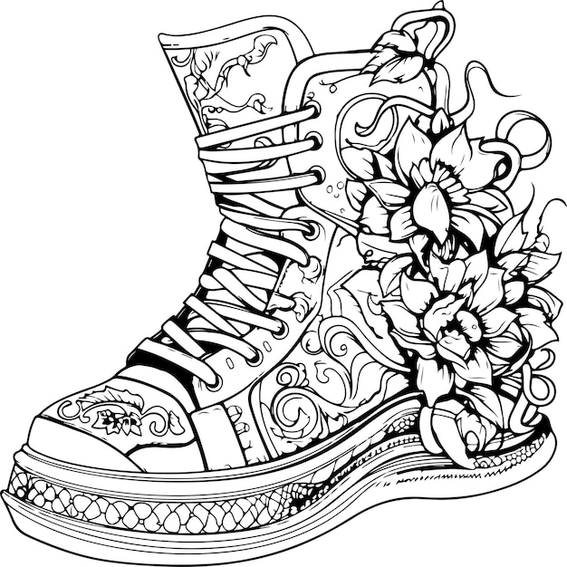 Premium Vector | Fairy shoes coloring page