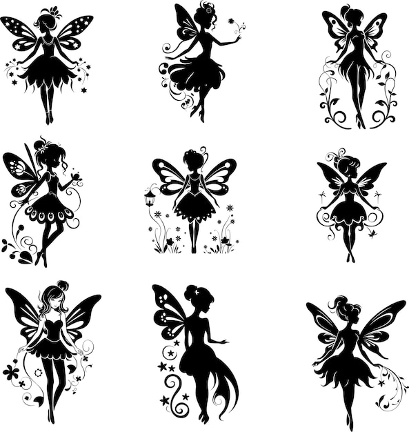 Fairy silhouette set vector illustratie