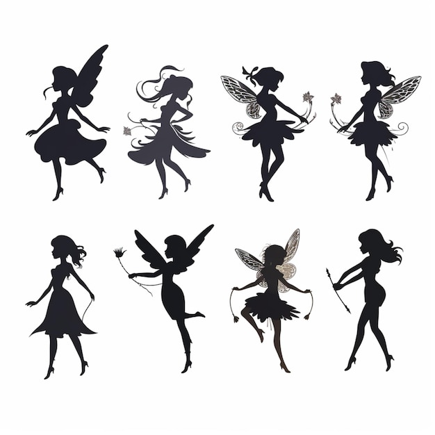 Vector fairy silhouettes cartoon vector