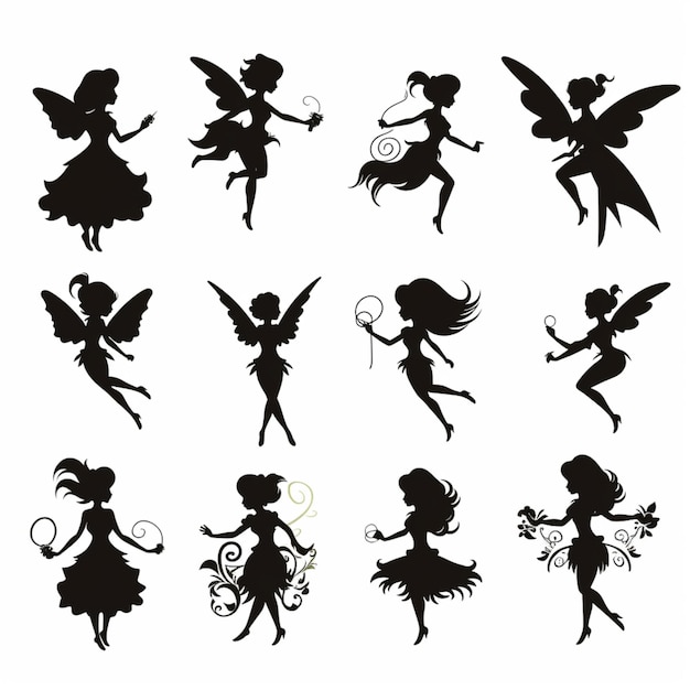 Fairy silhouettes cartoon vector