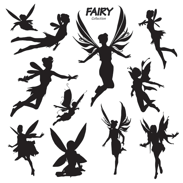 Vector fairy silhouettes