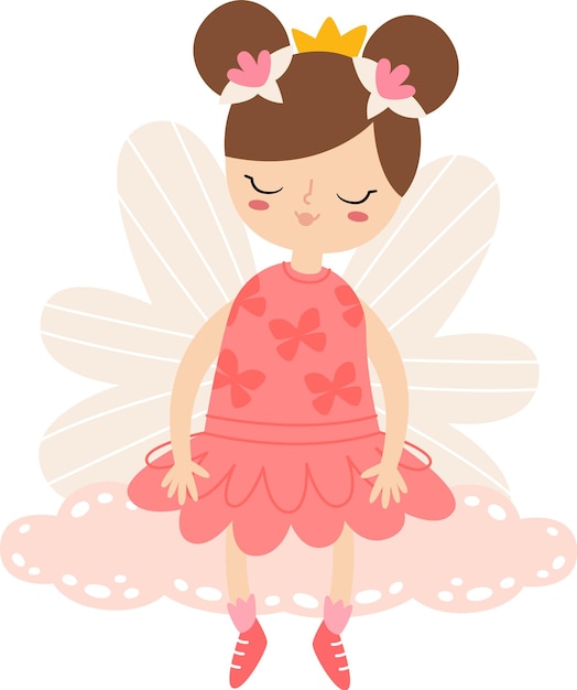 Vector fairy sitting on cloud