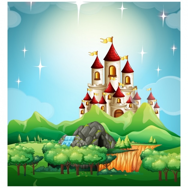 Vector fairy tale castle background design