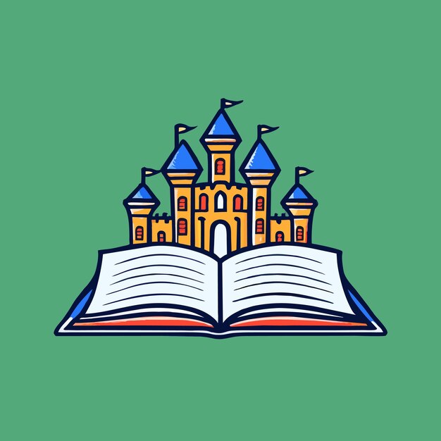 fairy tale or castle open book vector illustration