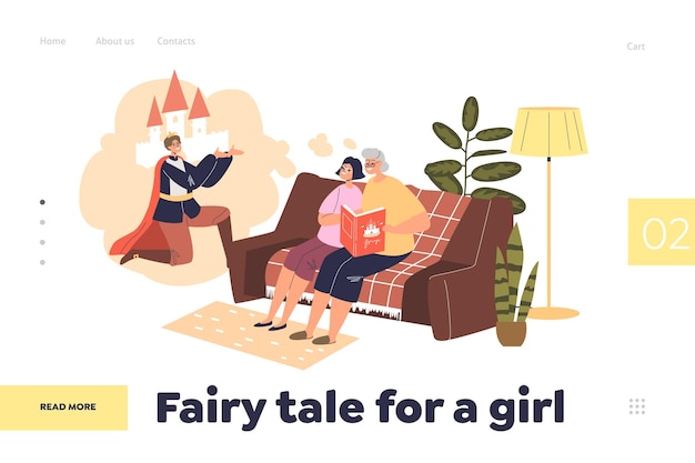 Fairy tale for girl concept of landing page